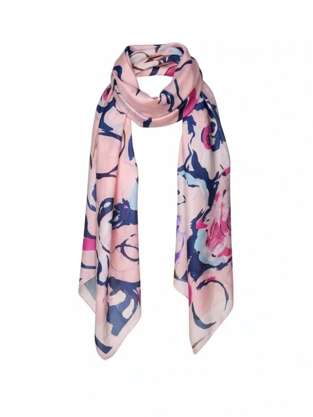 Chanel Silk Scarf Blush Pink Floral CC Logo Luxury Wrap Shawl NWT - Picture 2 of 7